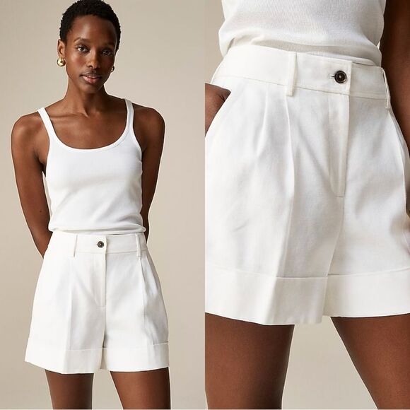 NWT J CREW Remi short in stretch linen blend in white - Picture 1 of 5